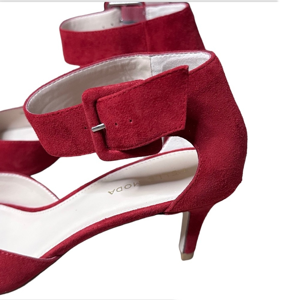 Pelle Moda Red Suede Pointed-Toe Ankle Strap Heels - Picture 4 of 9
